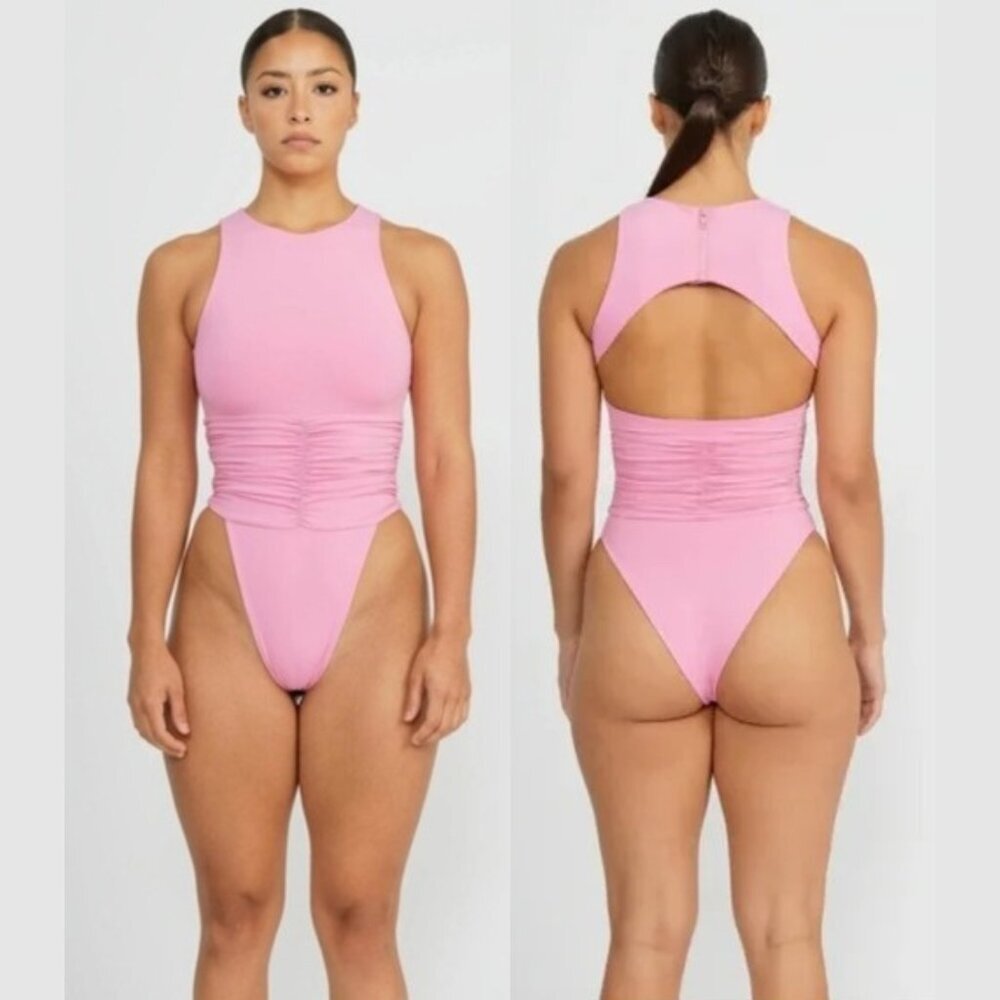 Riot Swim Jace One Piece Thong - Bubblegum Pink - Size Medium